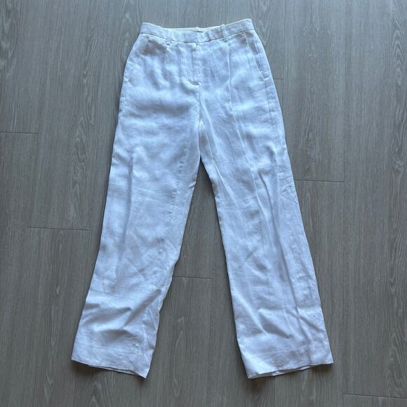 J Crew Wide Leg Essential Pants In Linen Womens Petite 0 White - Picture 1 of 12